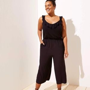 NWOT LOFT Black Mixed Media Jumpsuit